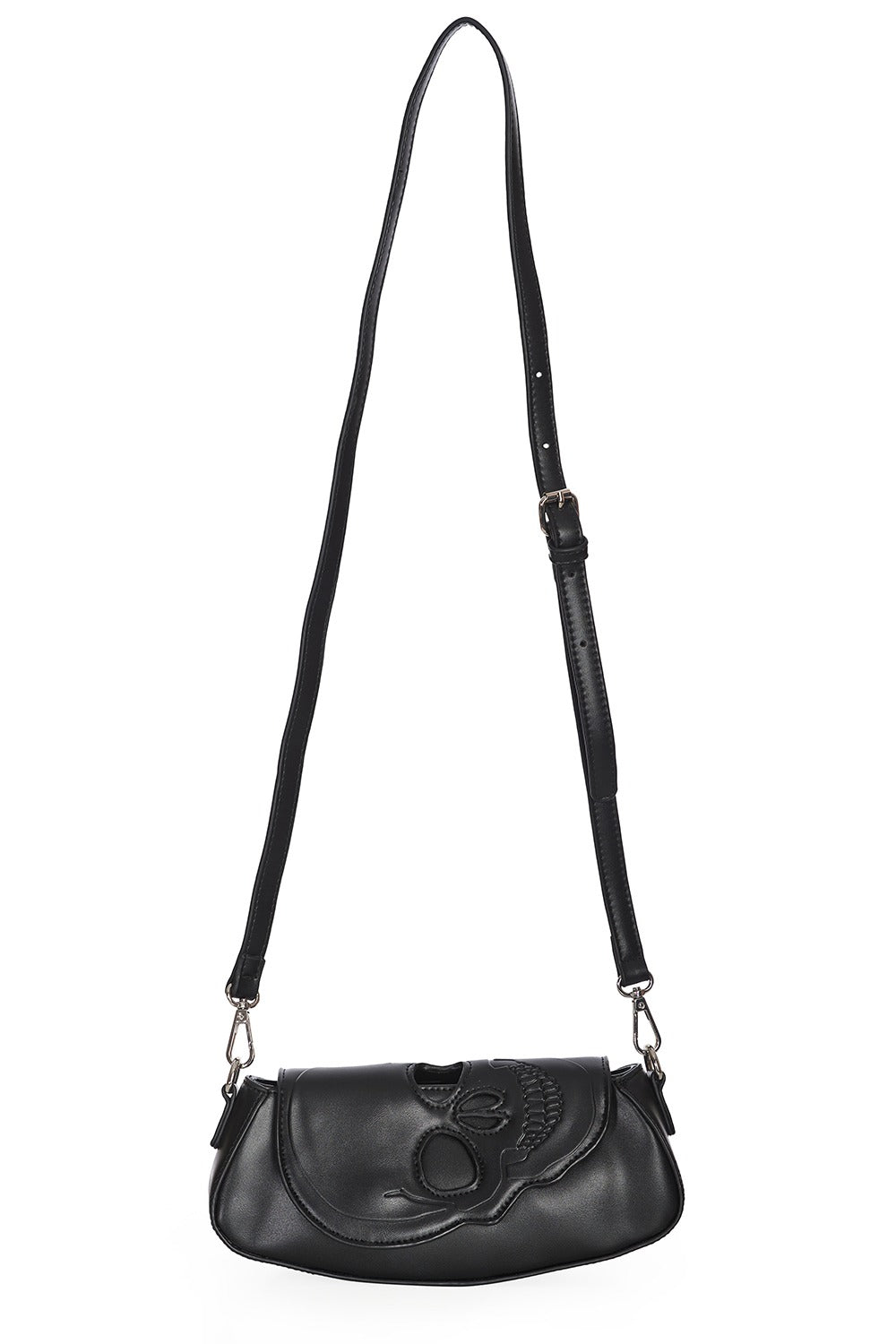 mini vegan leather embroidered skull handbag