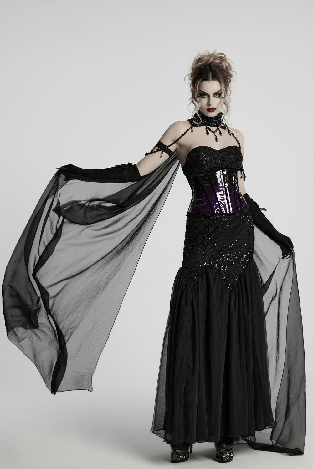 beaded choker collar with cape