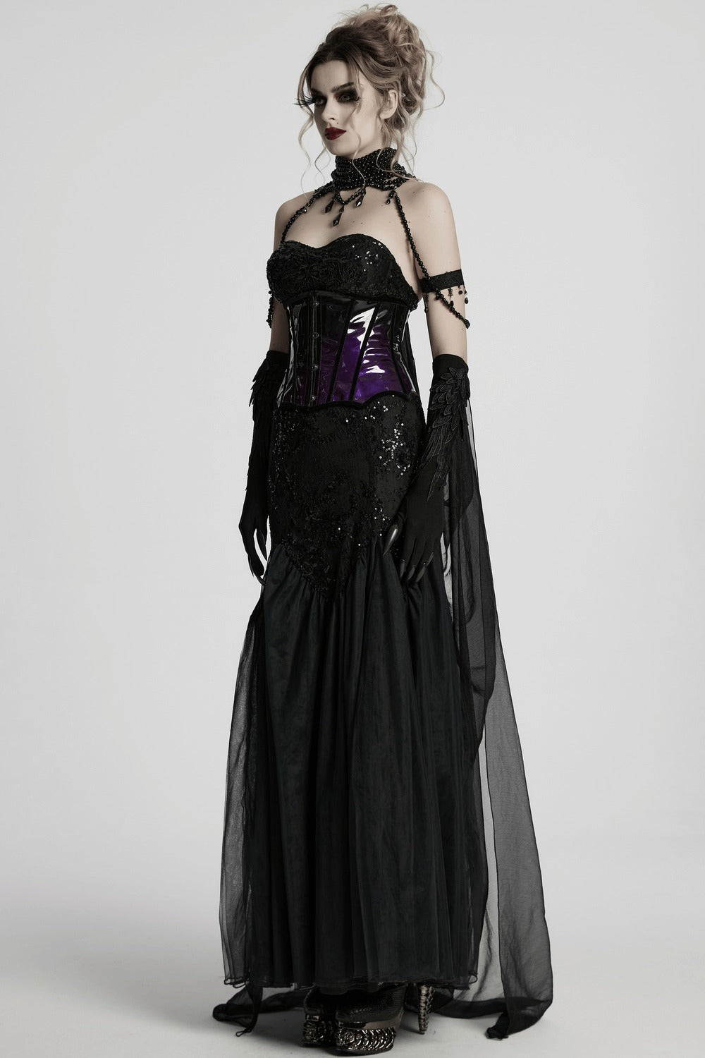 beaded faux gemstone gothic cape