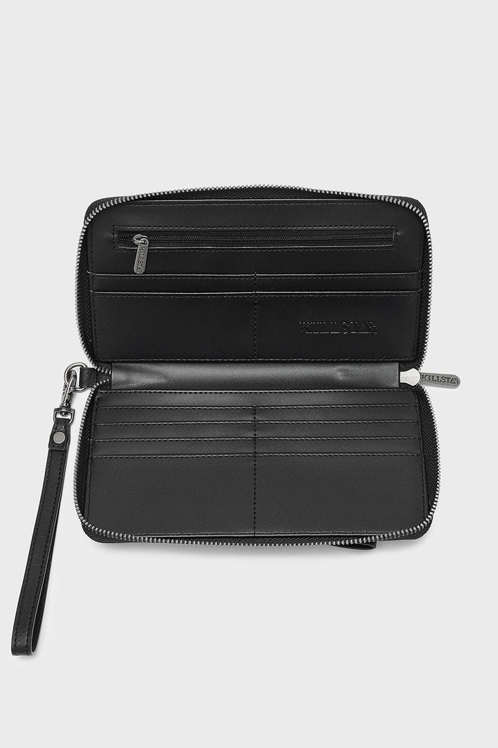 goth wallet with big bow and card slots inside