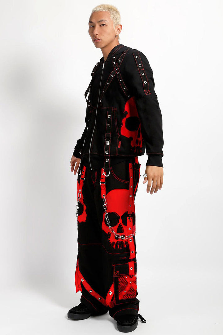 mens punk skull hoodie