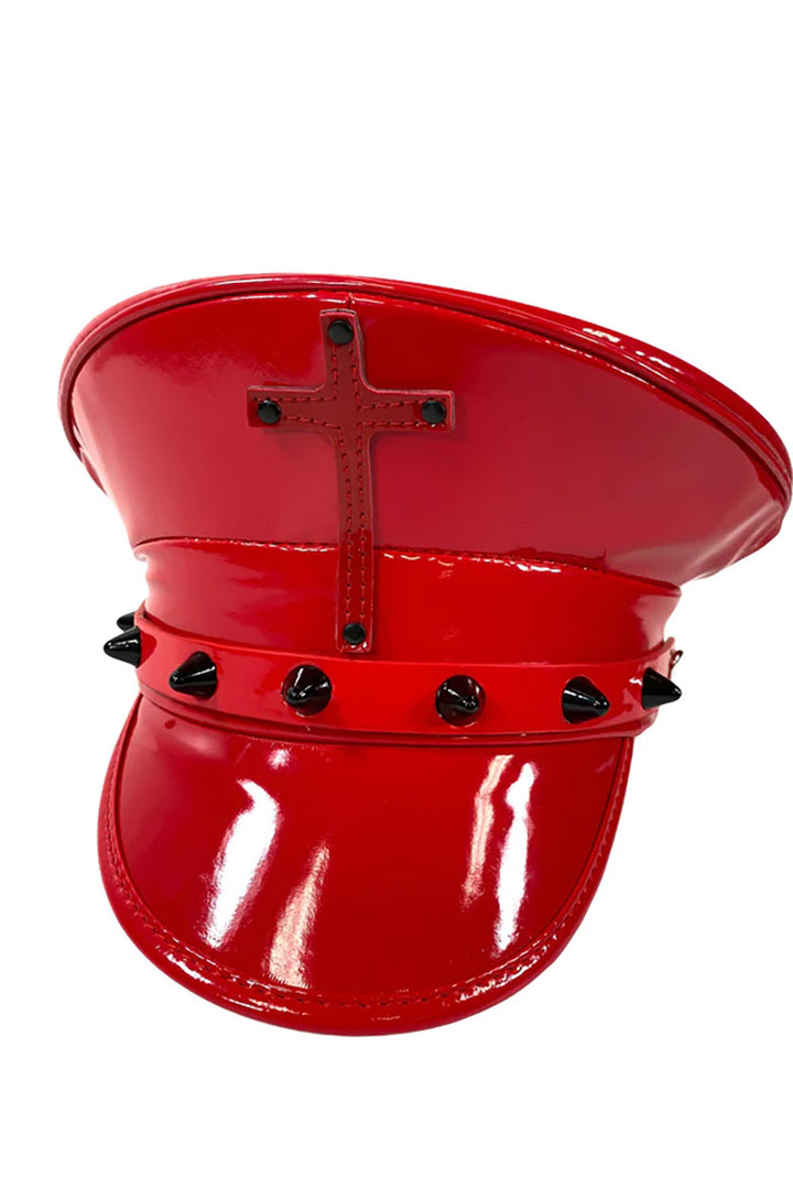 gothic military hat made of PU leather