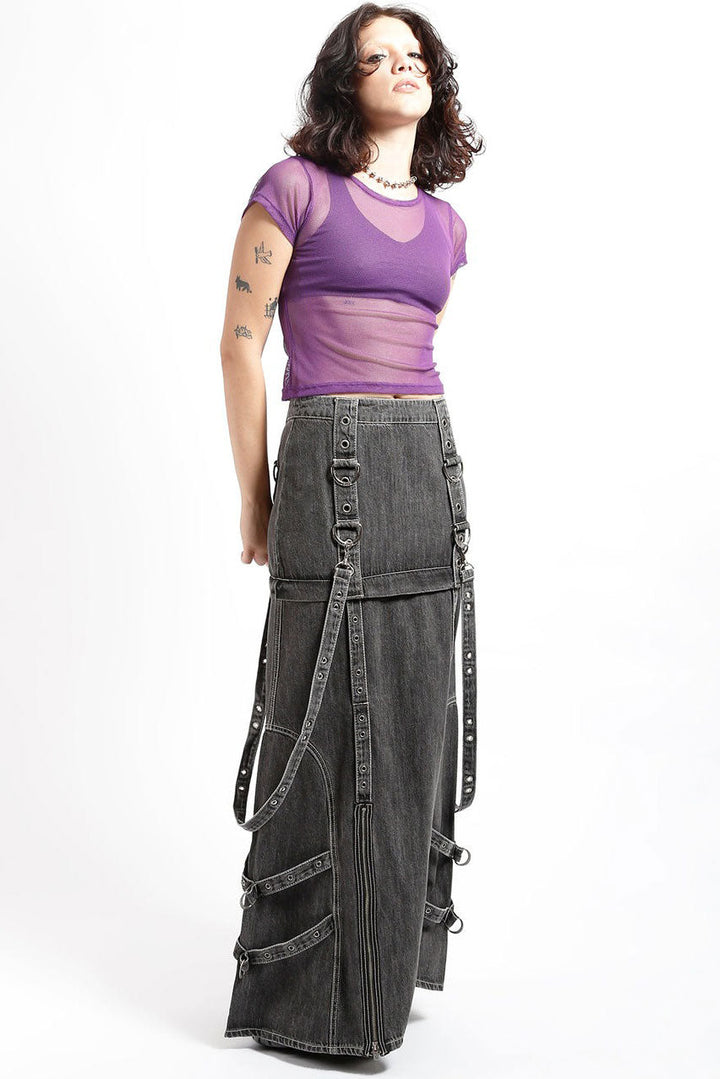 denim maxi skirt womens