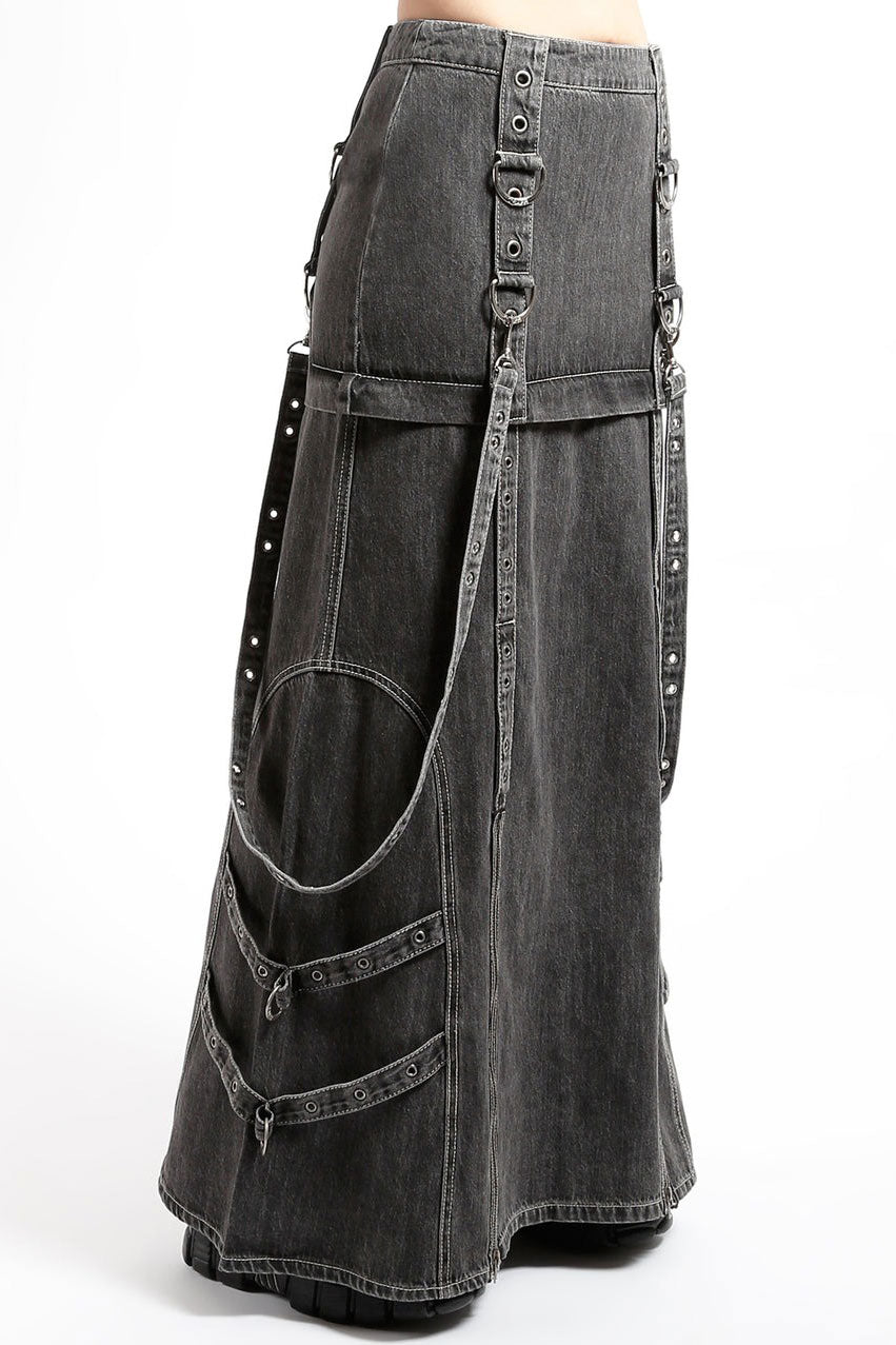 womens denim maxi skirt