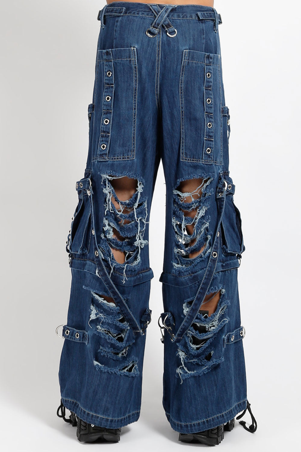 shredded denim baggy pants