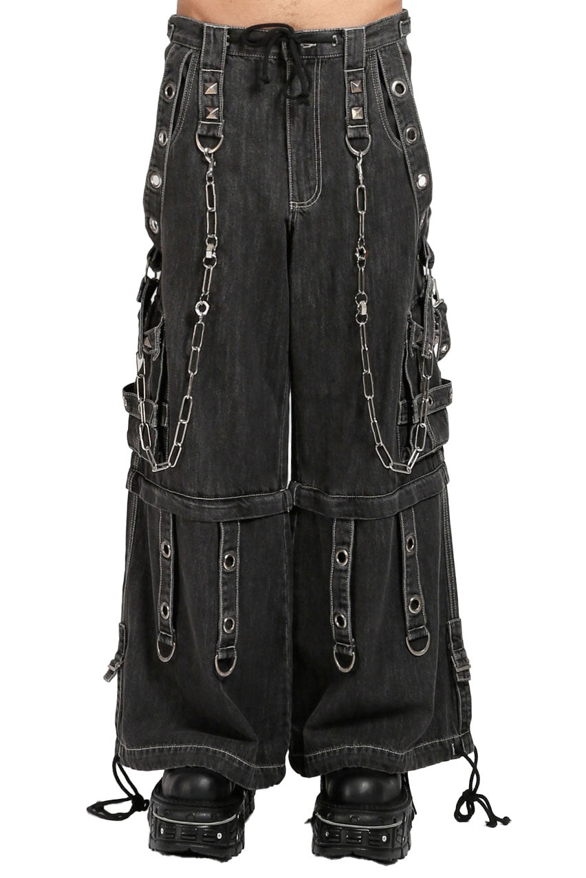 Goth Cargo Pants with Straps, Denim Punk Emo Pants with chains, Tripp Jean  Pants 