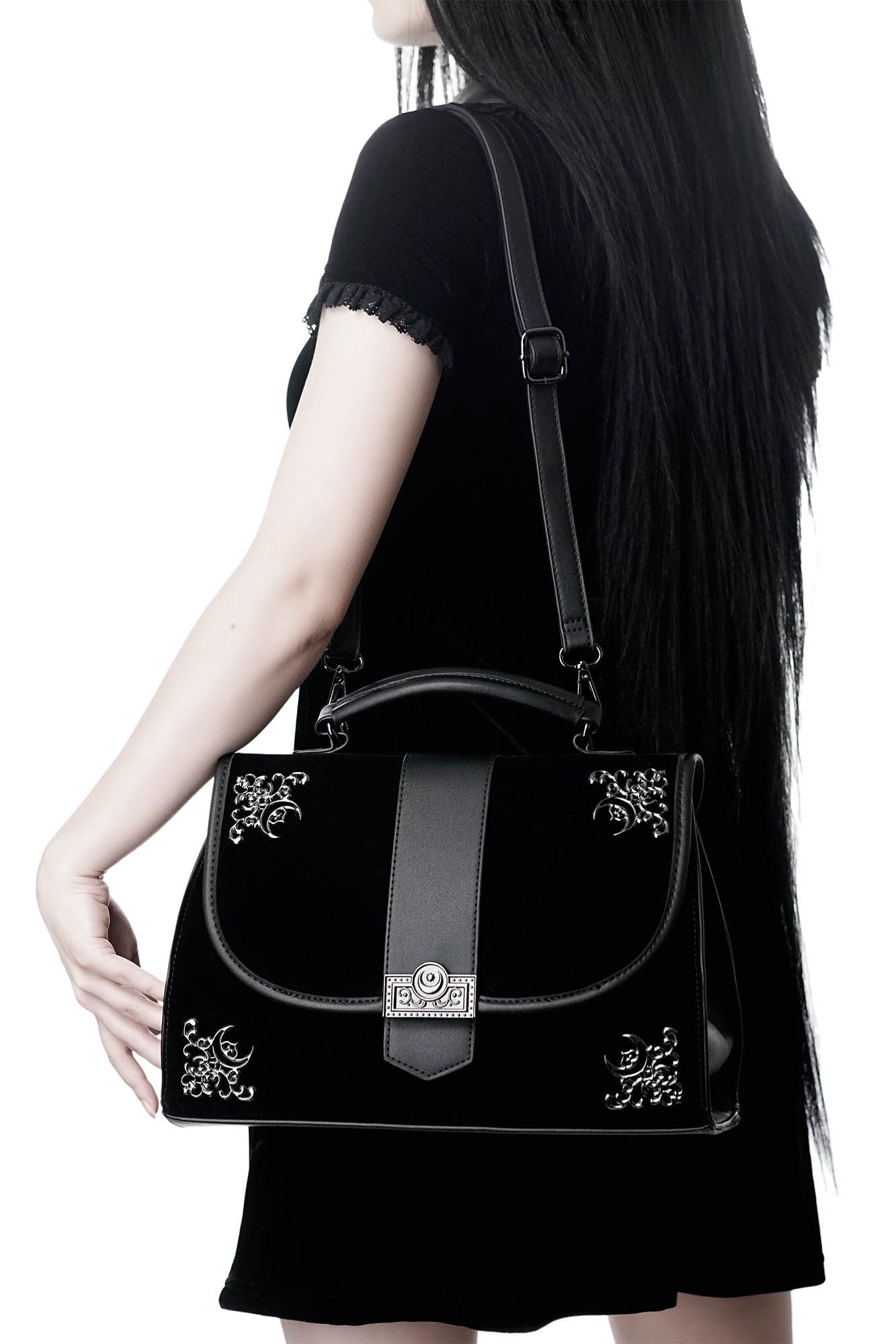 Killstar Moonlit burial NWT womens goth celestial handbag Moon Phase Galaxy Bag Celestial Mystic Purse Purple Cosmic  main image 2