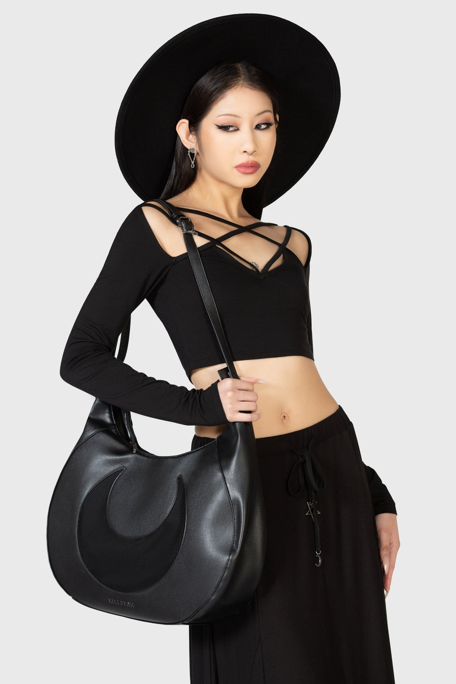 gothic vegan leather slough bag
