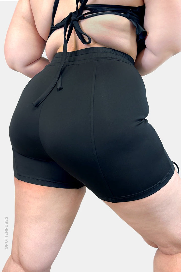 womens black emo swim shorts