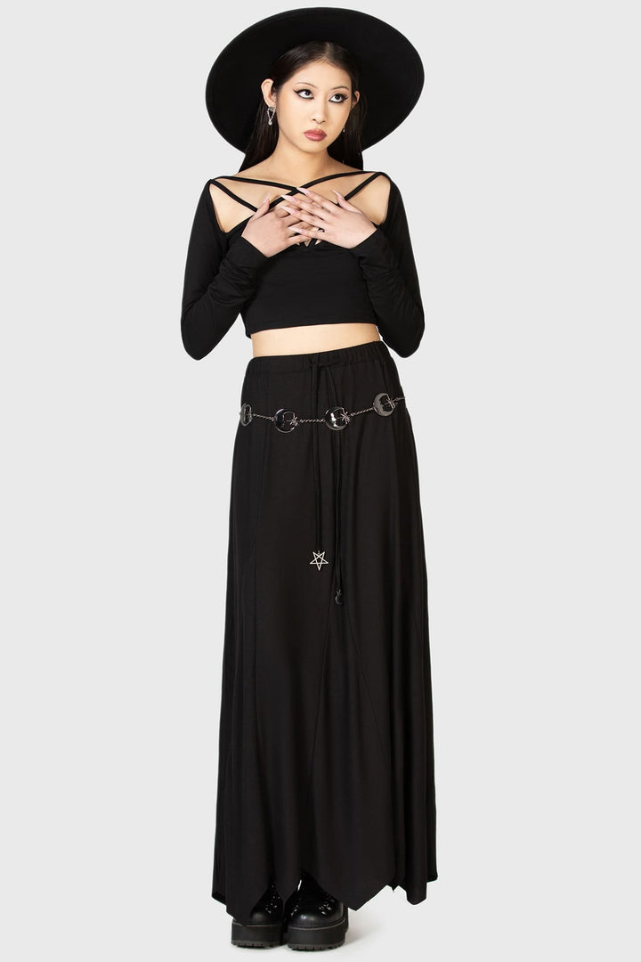 womens gothic star and crescent moon chain belt