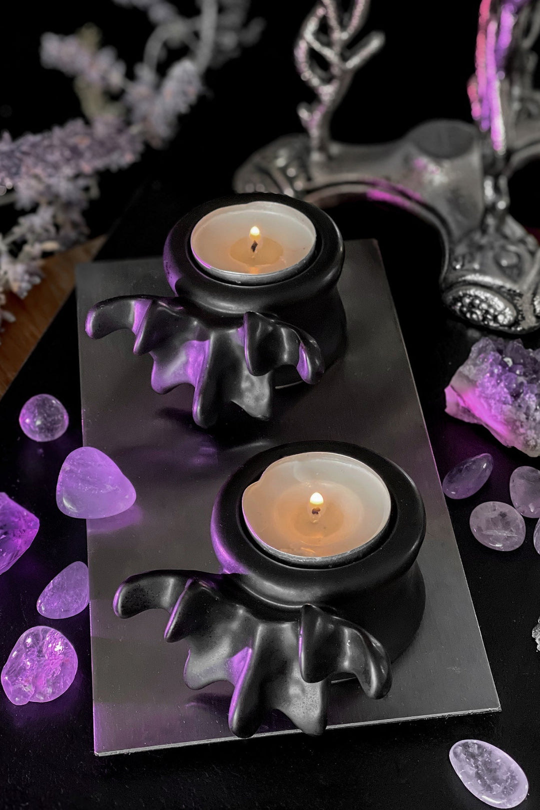 human bone candle holder