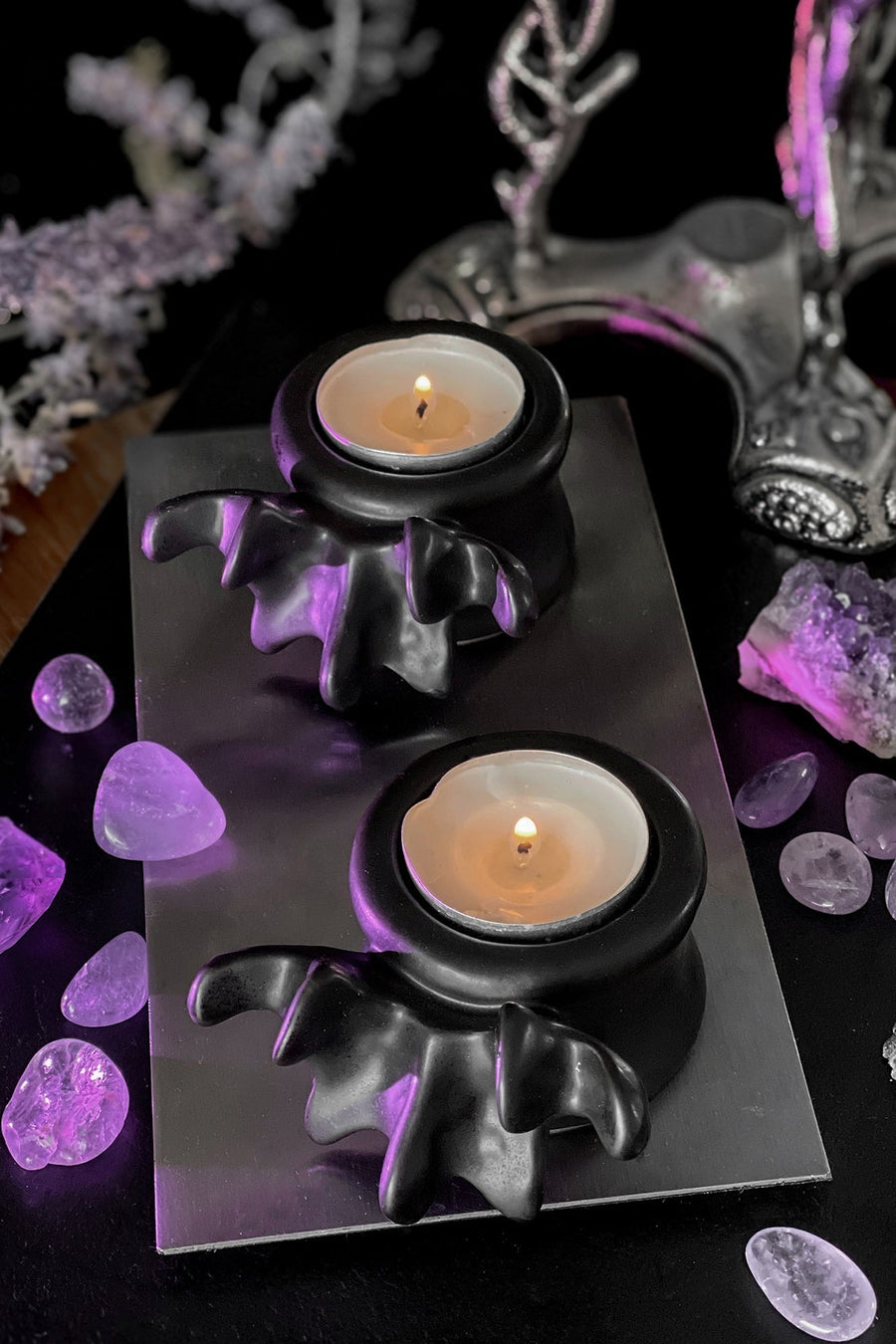 human bone candle holder
