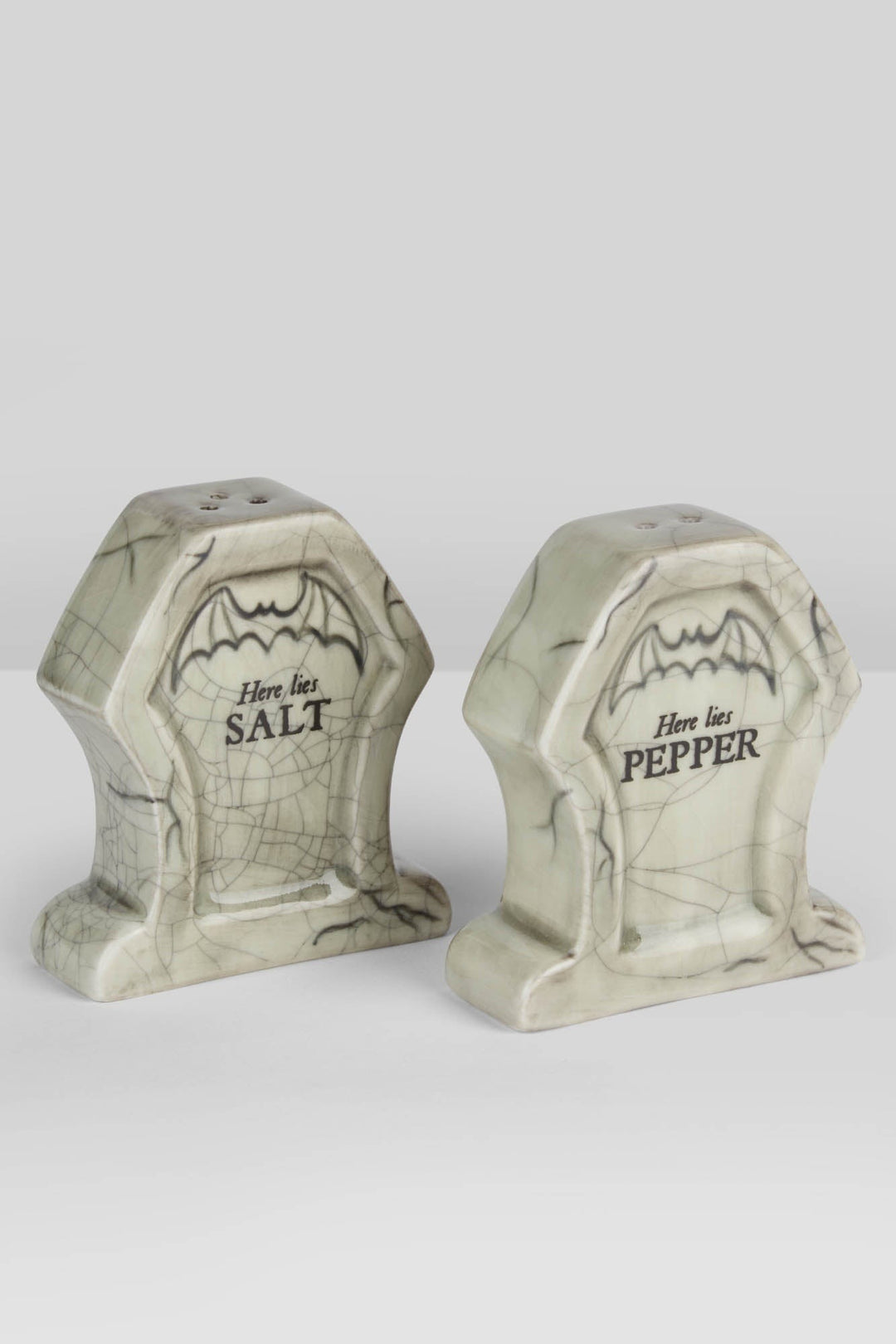 grey headstone salt and pepper shakers