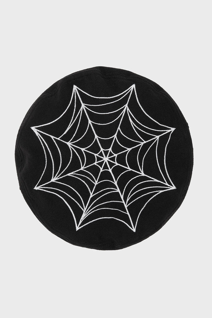 black spiderweb beret hat by killstar