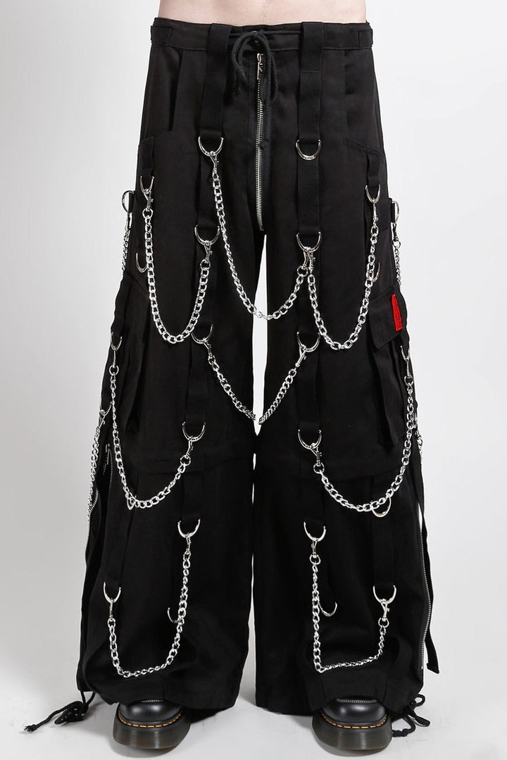 mens black cargo pans with chains