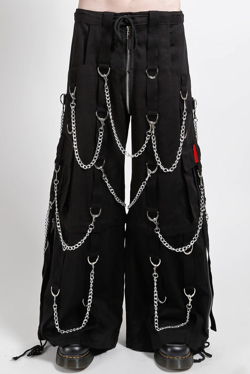mens black cargo pans with chains