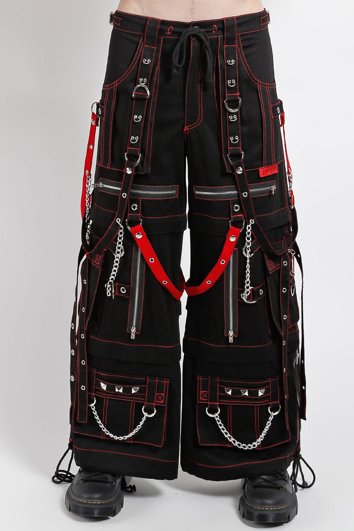 black and red baggy tripp pants