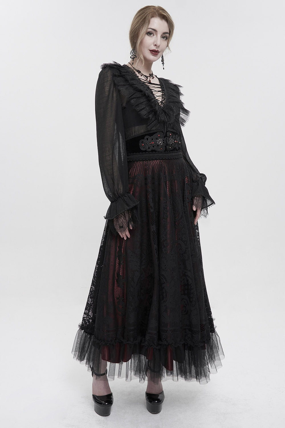 womens black mesh skirt
