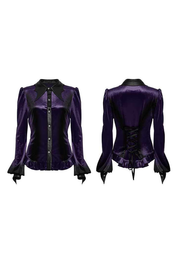 gothic purple and black velvet witchy top