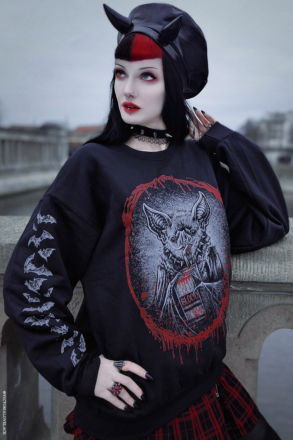 vampire bat creepy cute oversized sweatshirt
