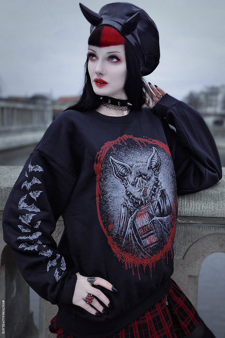 vampire bat creepy cute oversized sweatshirt