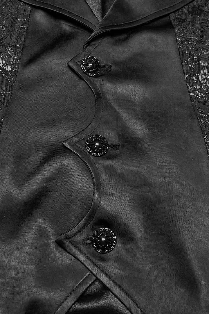 mens steampunk black damask vest with ornate buttons