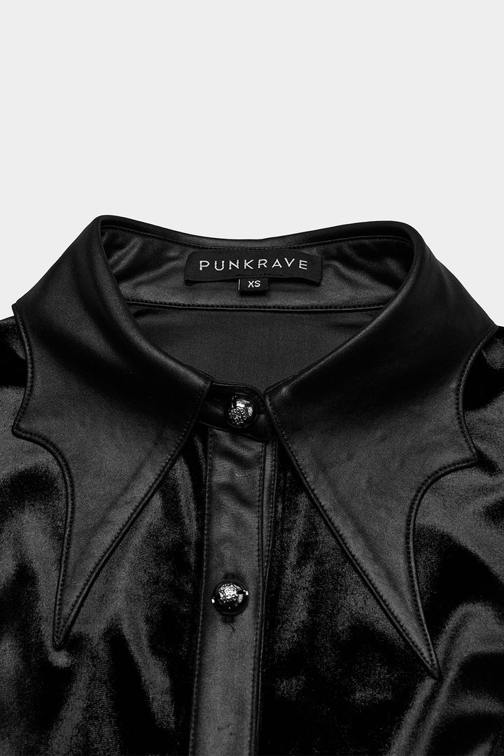 long sleeve buttoned shirt with batwing collar