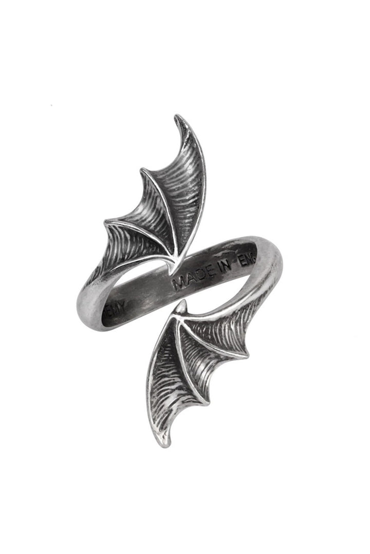 bat wing pewter ring