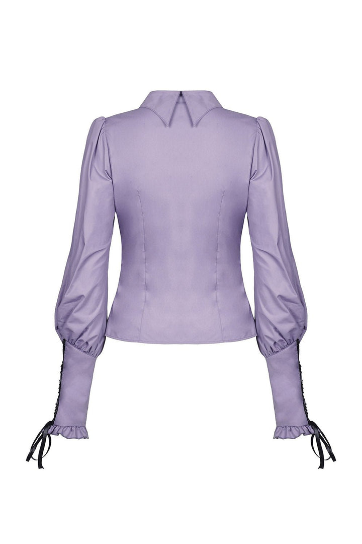 Batwing Collar Button - Up Blouse - womens tops - VampireFreaks - Dark In Love