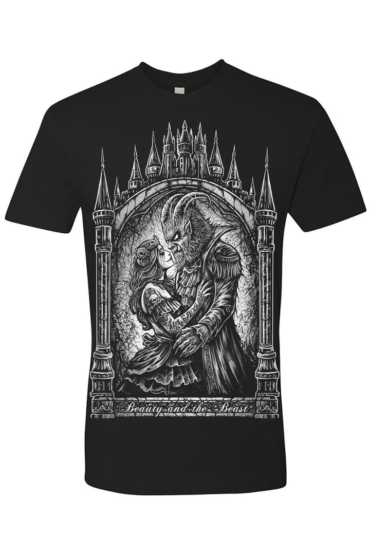 tattooed mens gothic beauty and the beast t-shirt
