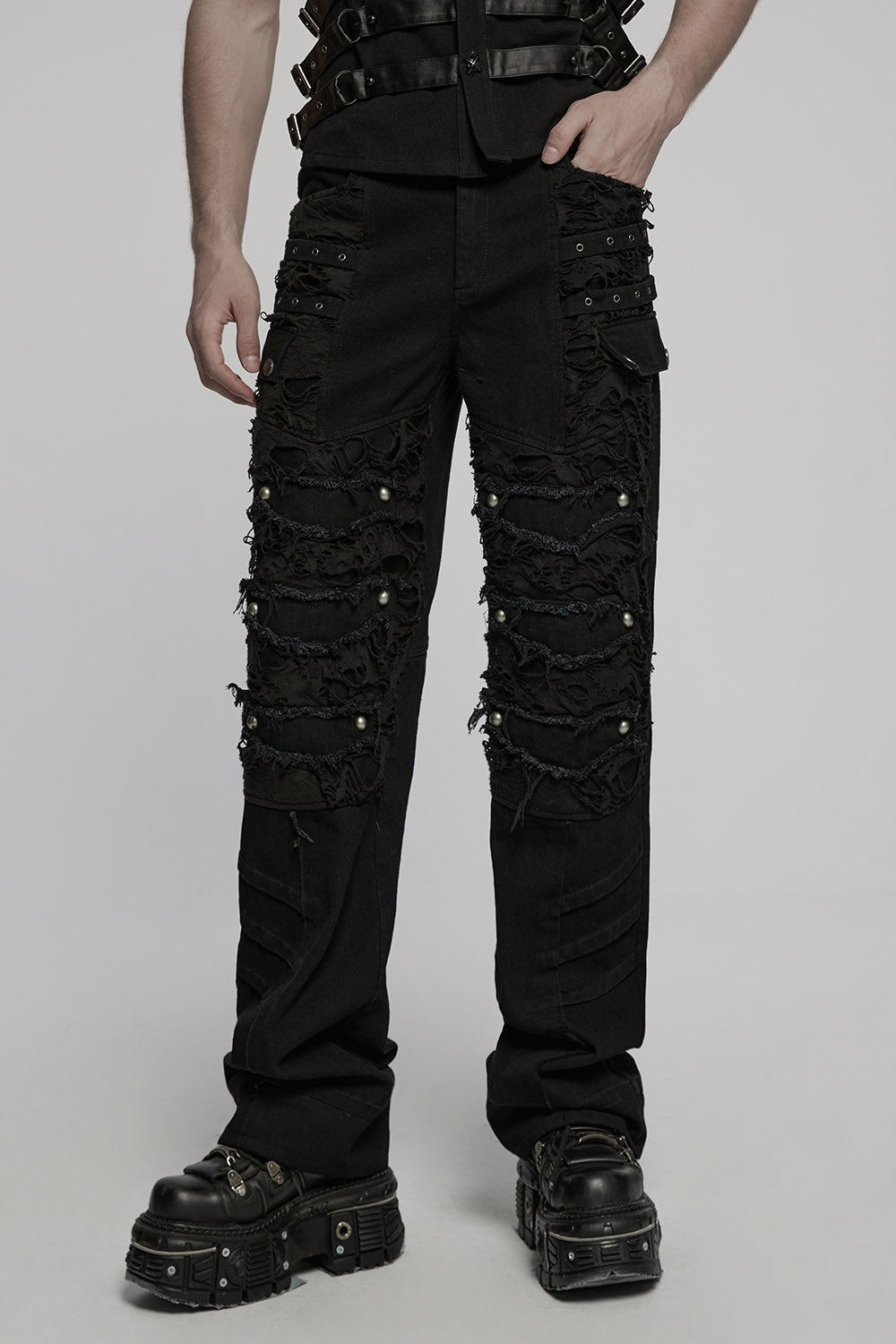 mens studded distressed jeans