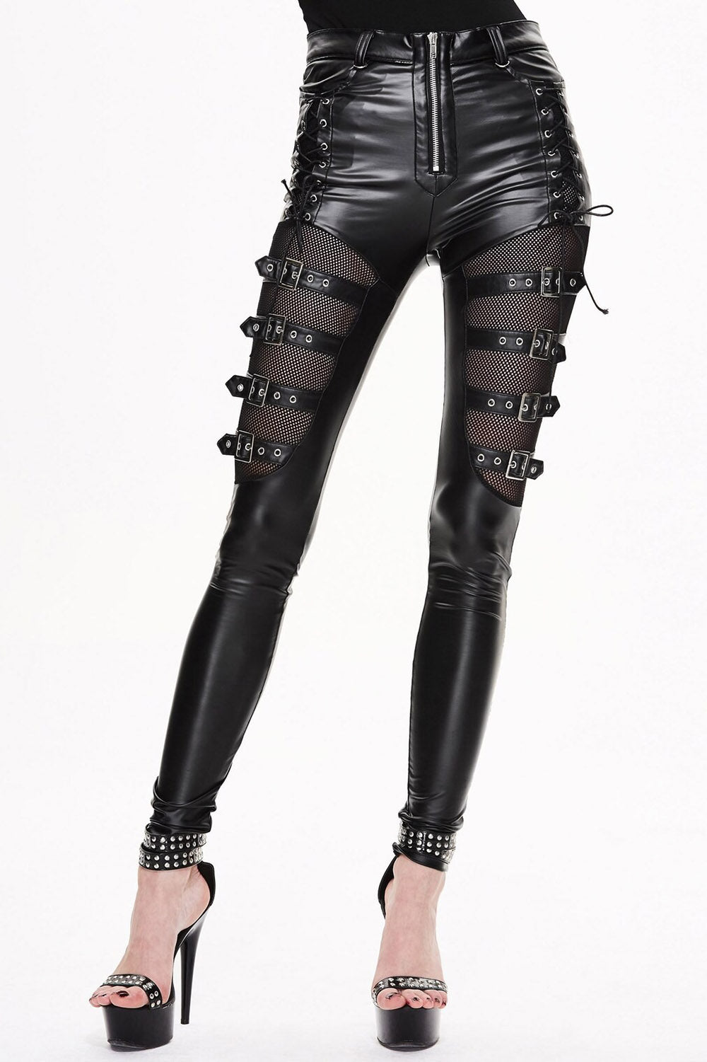 Goth black leather leggings hotsell