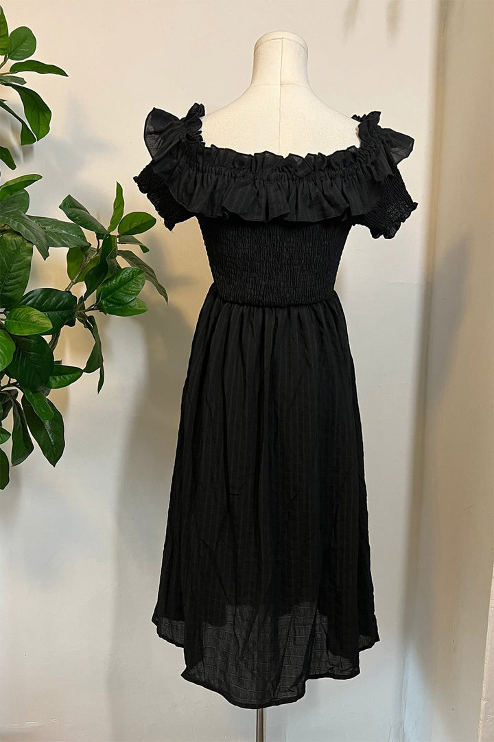 womens black witchy cottagecore prairie dress