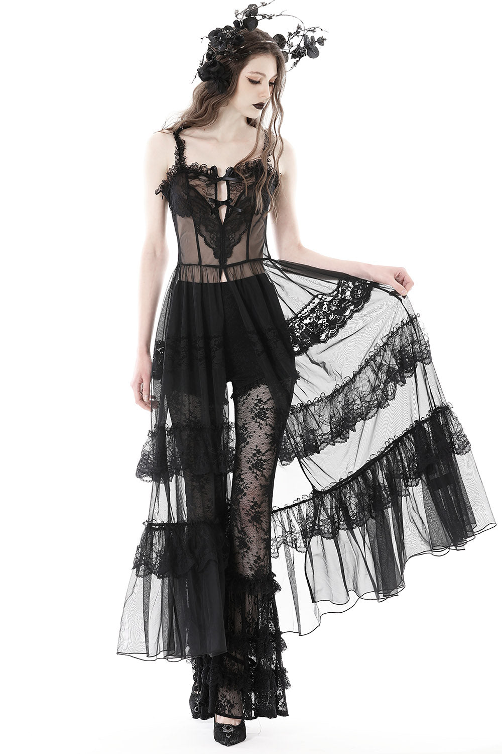 【HIGH SCHOOL DISCO】Check Graphic Mesh Long Dress 51y5RRCqJ8L._UY350_.jpg