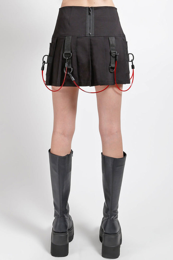 emo mini pleated skirt with faux blood transfusion cords