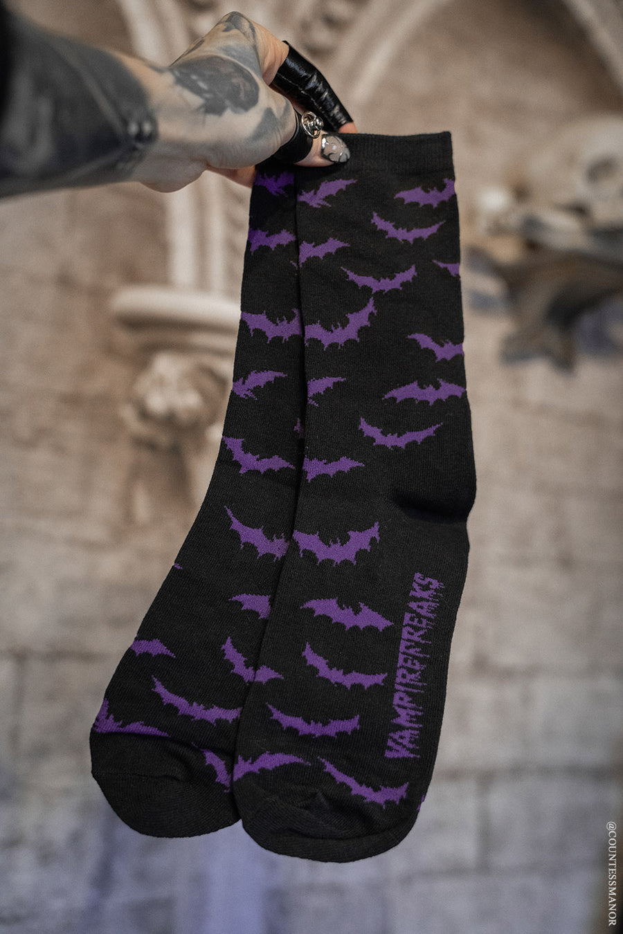 purple and black gothic socks