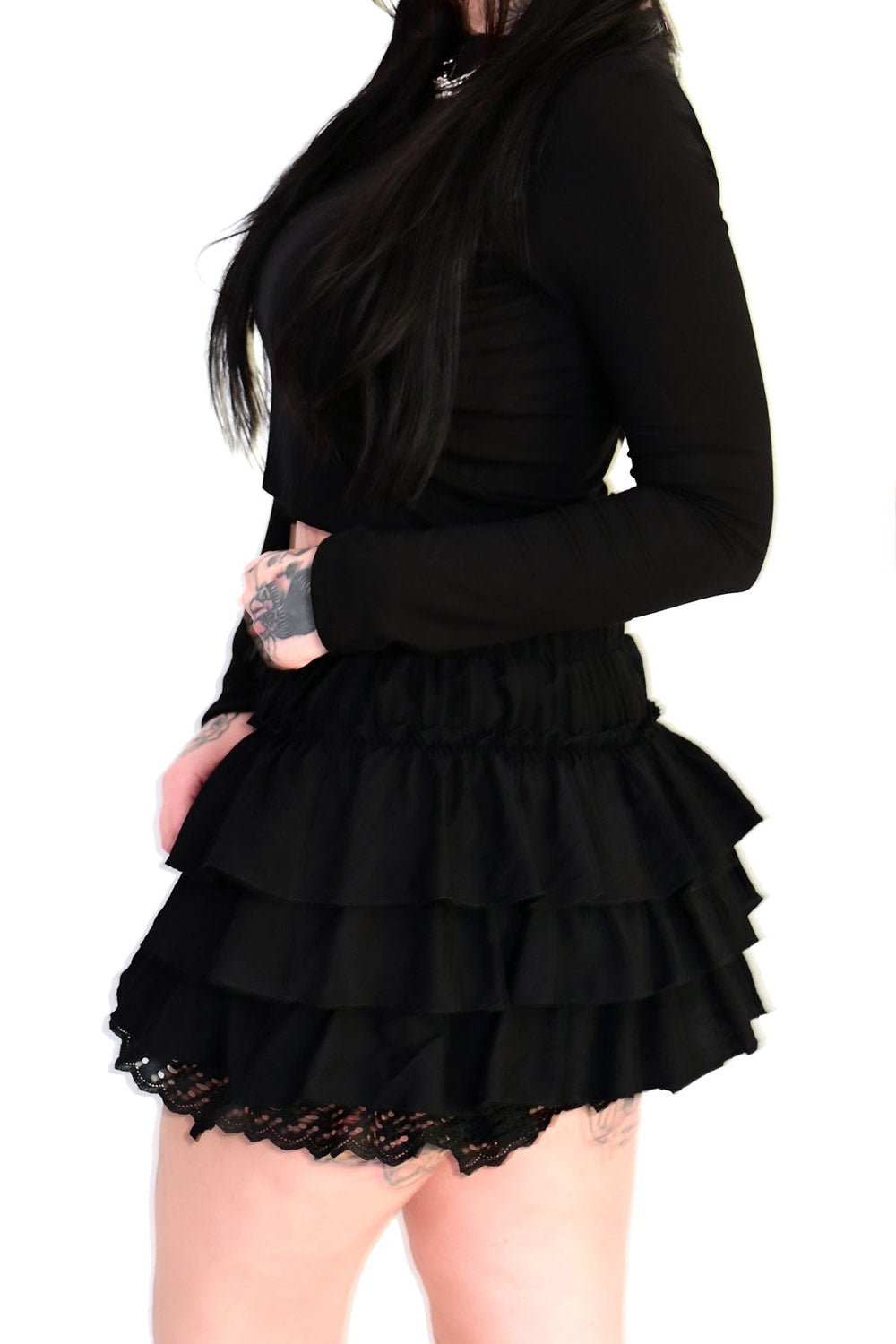 Black Ruffle Bloomers - womens bottoms - VampireFreaks - Foxblood