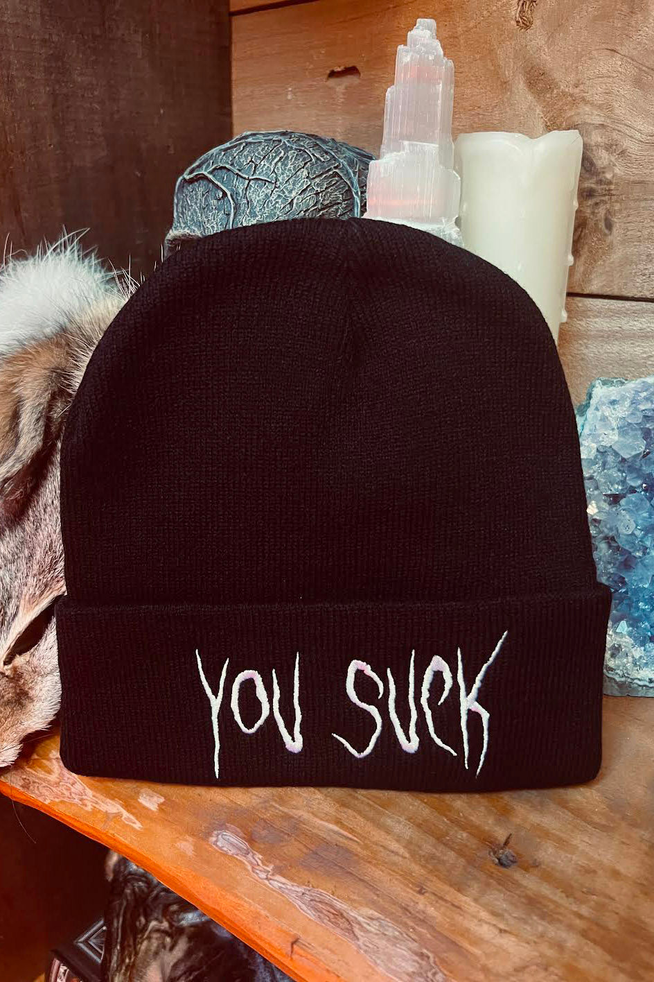 funny goth beanie