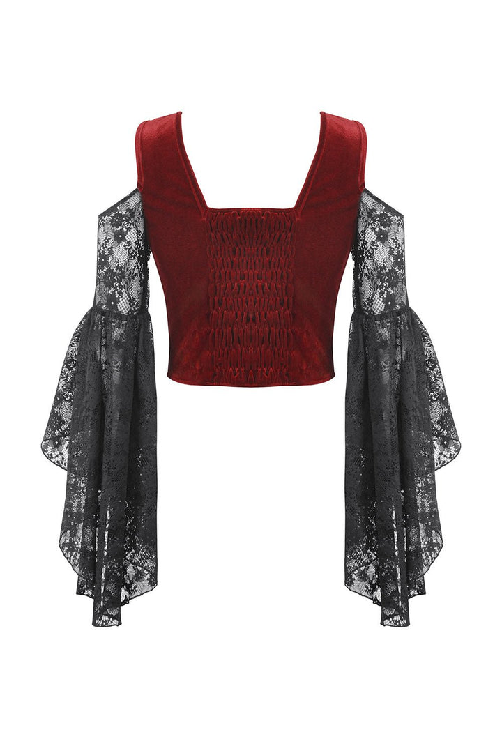 Blood Pact Embroidered Cold Shoulder Top - womens tops - VampireFreaks - Dark In Love