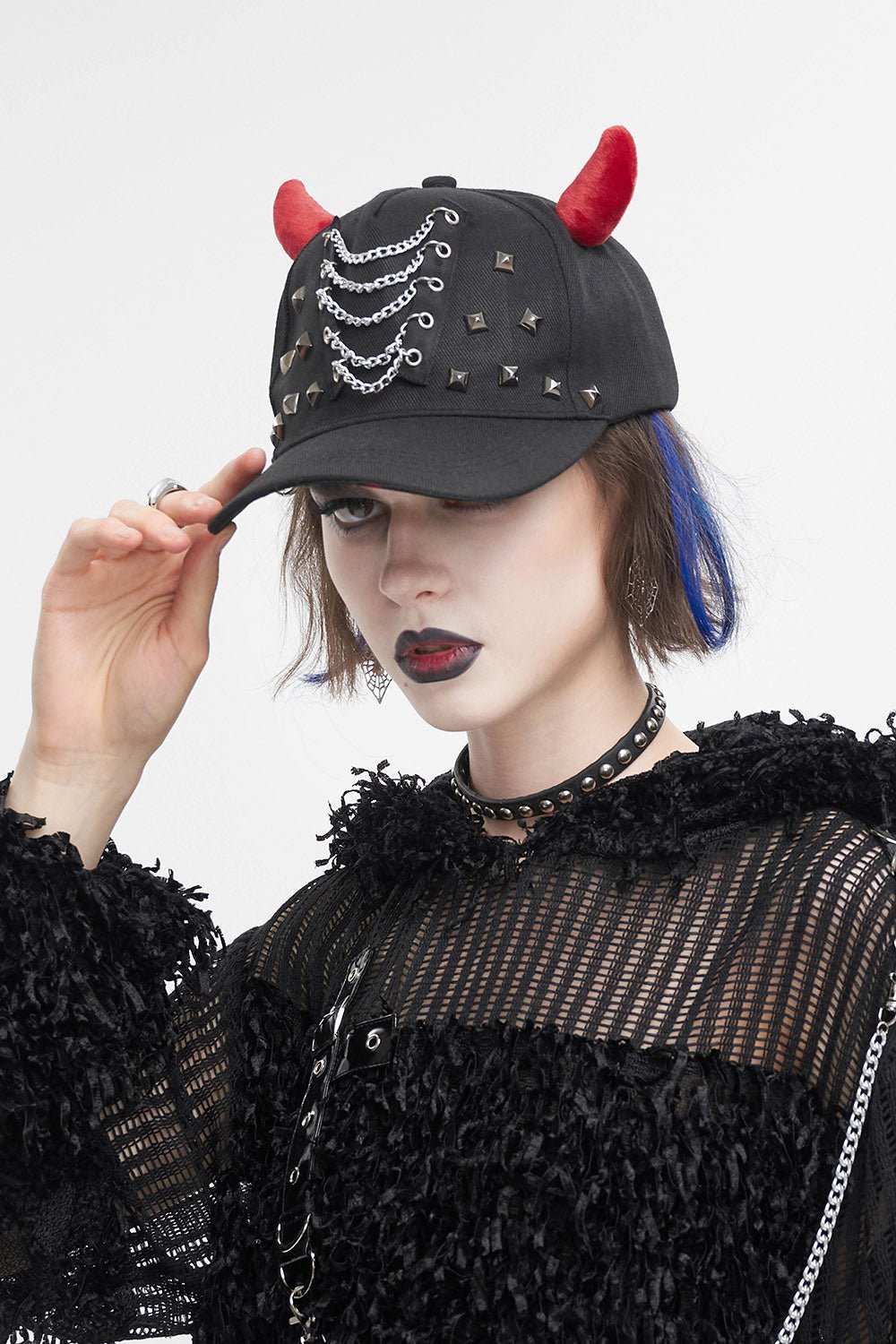 Blood - Red Horns Baseball Hat - hats & scarves & headwear - VampireFreaks - Devil Fashion
