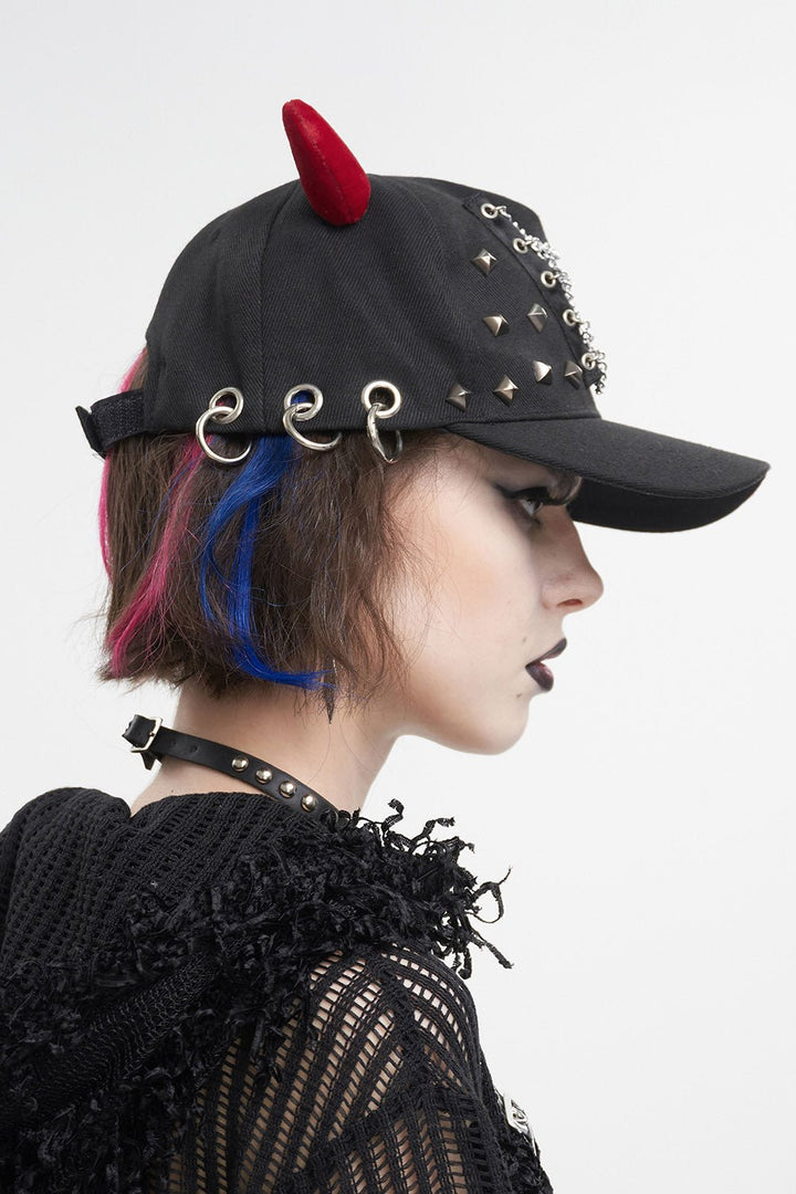 Blood - Red Horns Baseball Hat - hats & scarves & headwear - VampireFreaks - Devil Fashion