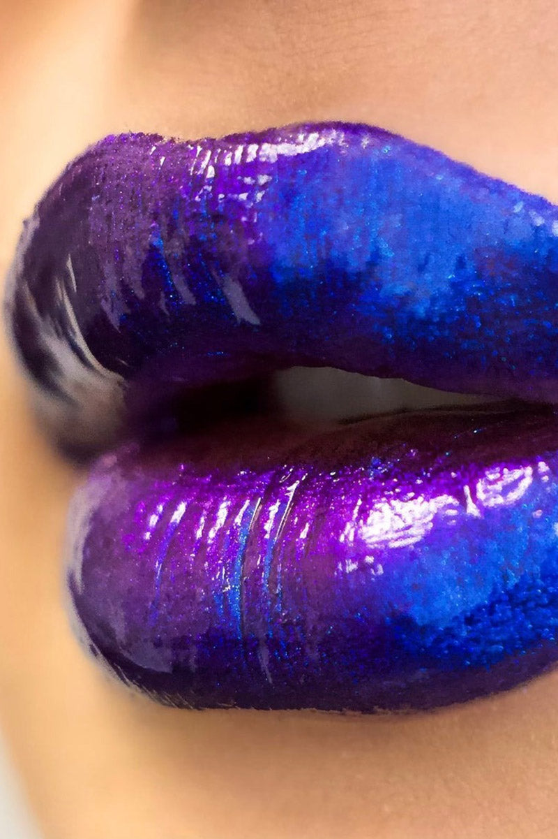 purple and blue lip gloss