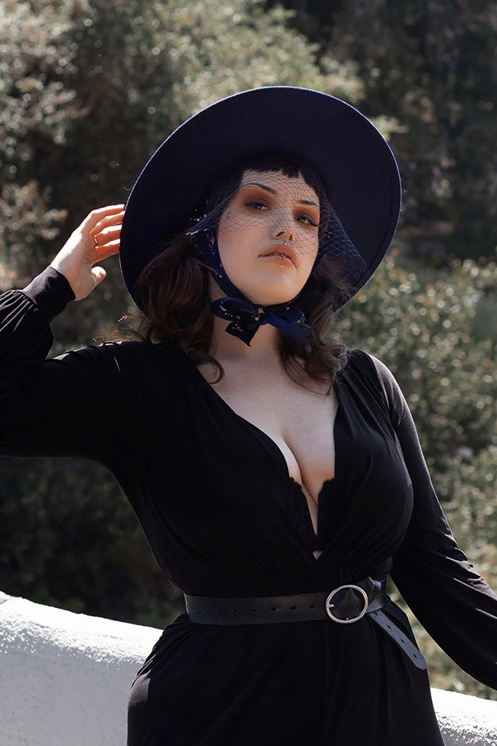 Blue Stargazer Veiled Hat - hats & scarves & headwear - VampireFreaks - Lively Ghosts