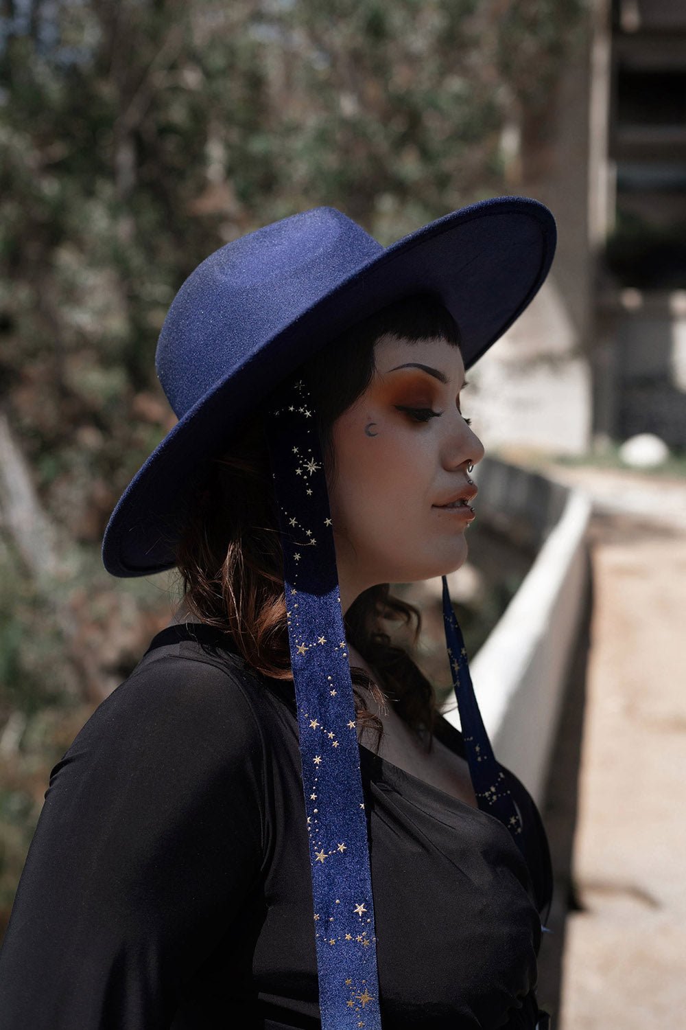 Blue Stargazer Veiled Hat - hats & scarves & headwear - VampireFreaks - Lively Ghosts