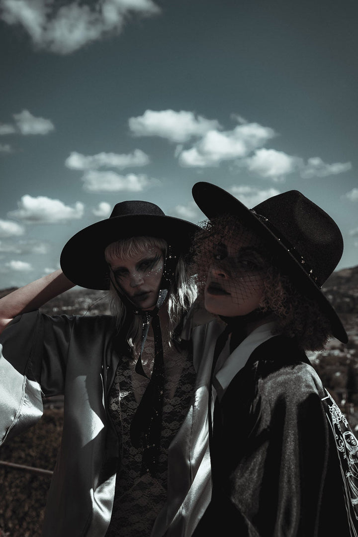 Blue Stargazer Veiled Hat - hats & scarves & headwear - VampireFreaks - Lively Ghosts