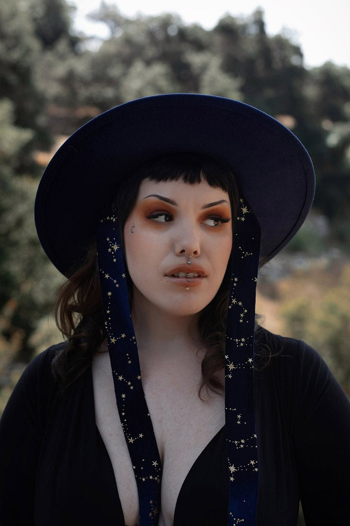 Blue Stargazer Veiled Hat - hats & scarves & headwear - VampireFreaks - Lively Ghosts