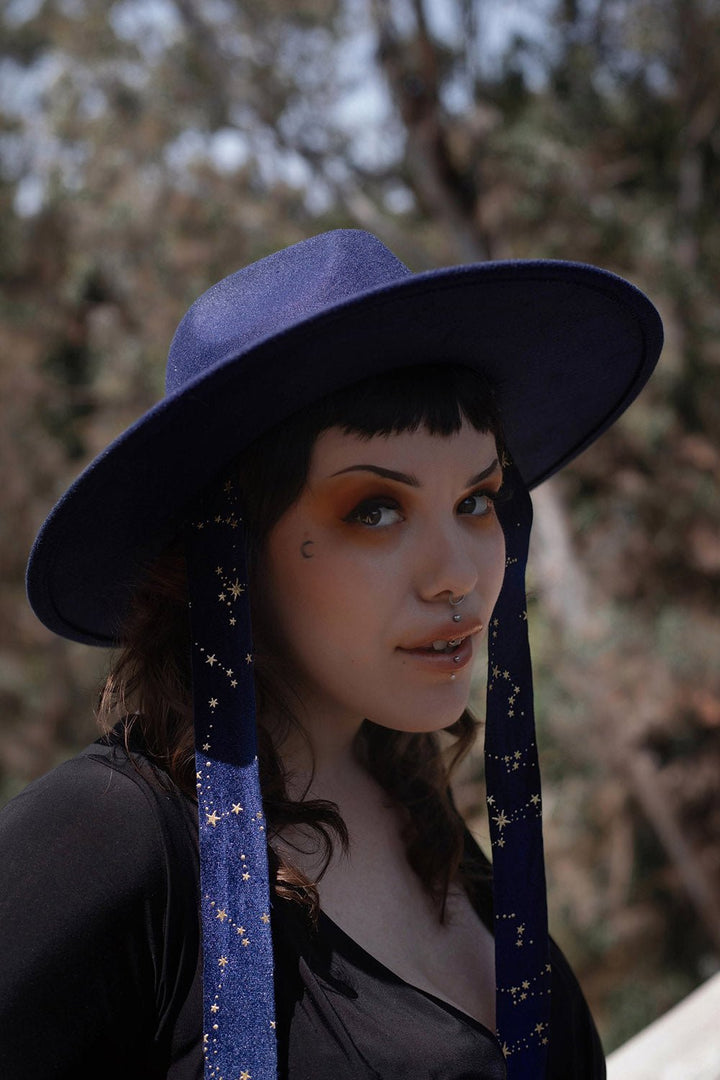 Blue Stargazer Veiled Hat - hats & scarves & headwear - VampireFreaks - Lively Ghosts
