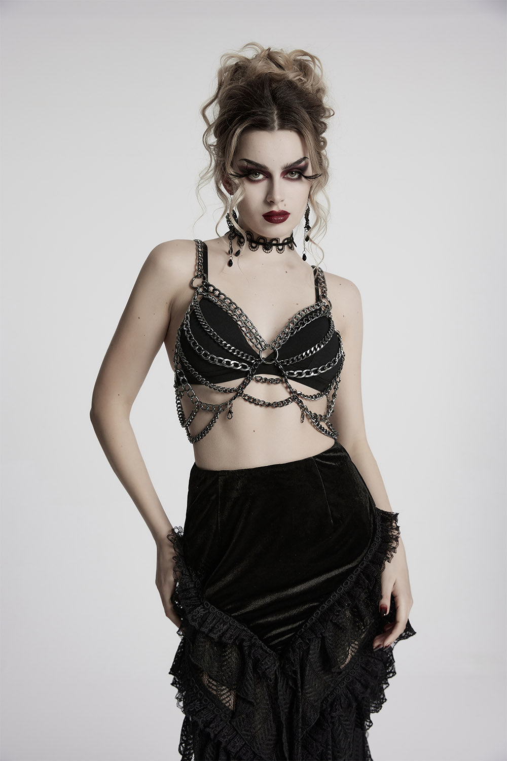 punk rave chain bra