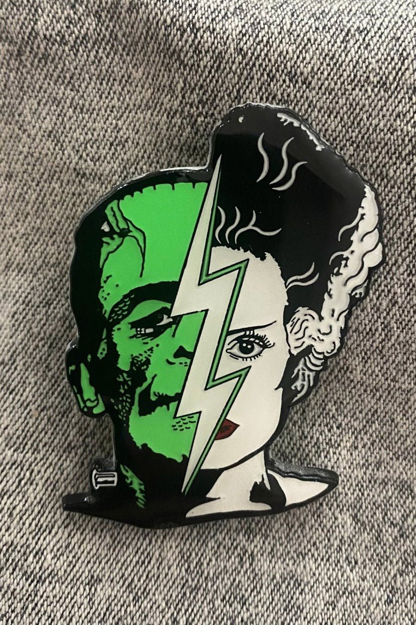 Bride And Frank Half Face Enamel Pin - pins & patches - VampireFreaks - Rock Rebel