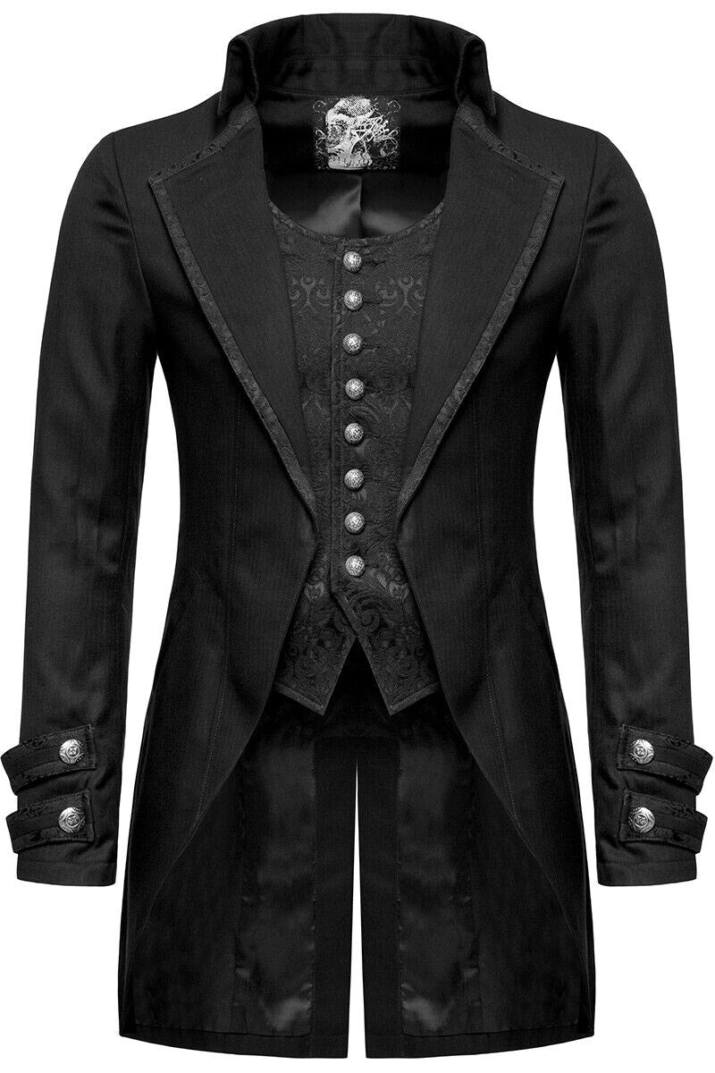 mens black brocade tailcoat jacket
